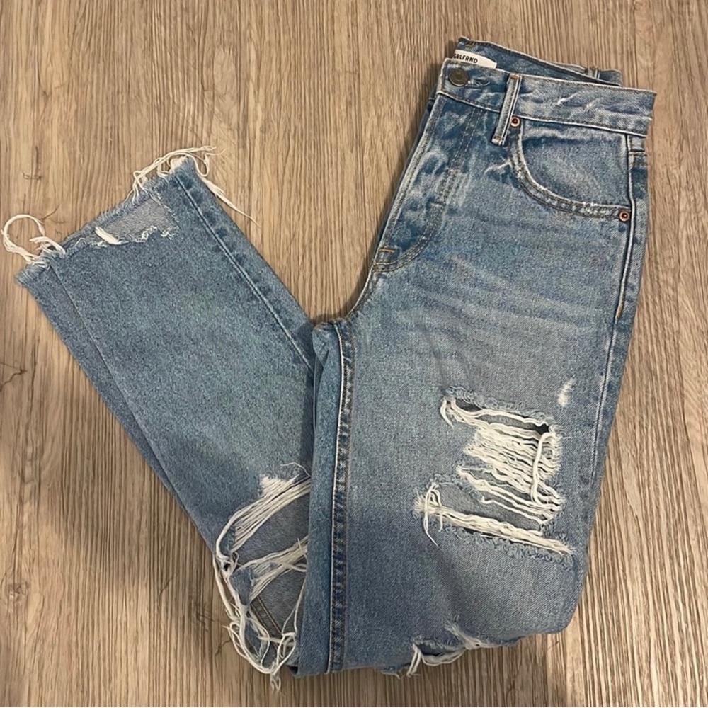 GRLFRND Karolina blue light wash ripped jeans